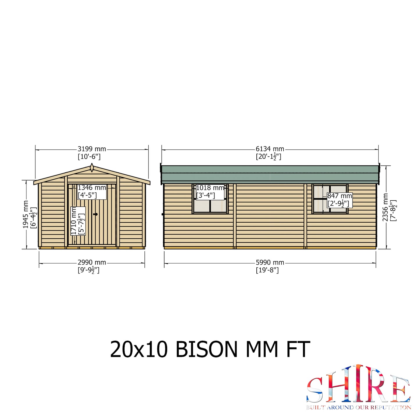 Shire Bison 20x10 Double Door Shiplap