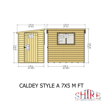 Shire Caldey Single Door 7x5 Shiplap Style A