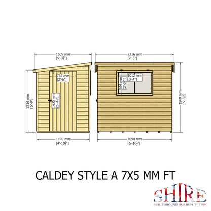 Shire Caldey Single Door 7x5 Shiplap Style A