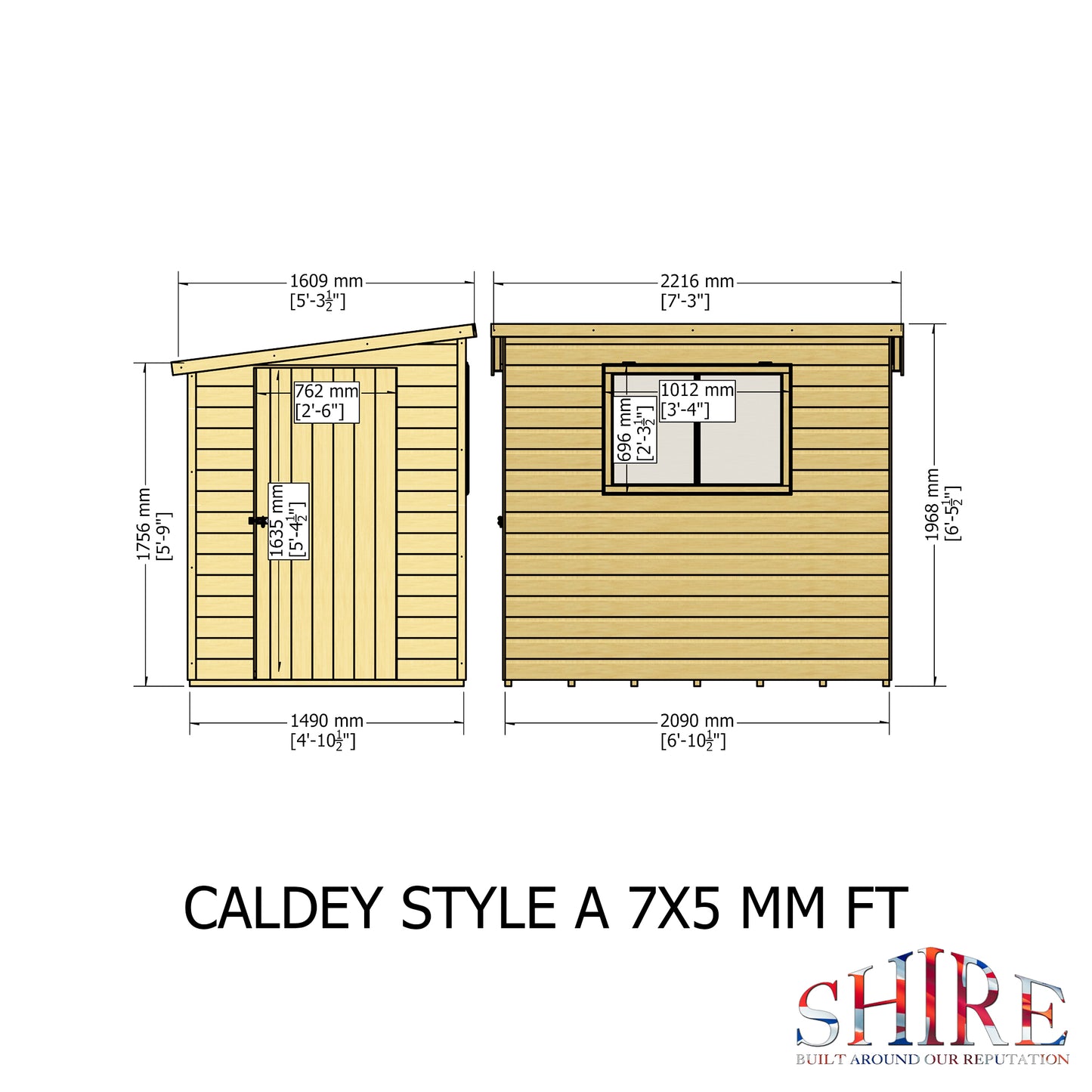 Shire Caldey Single Door 7x5 Loglap Style A