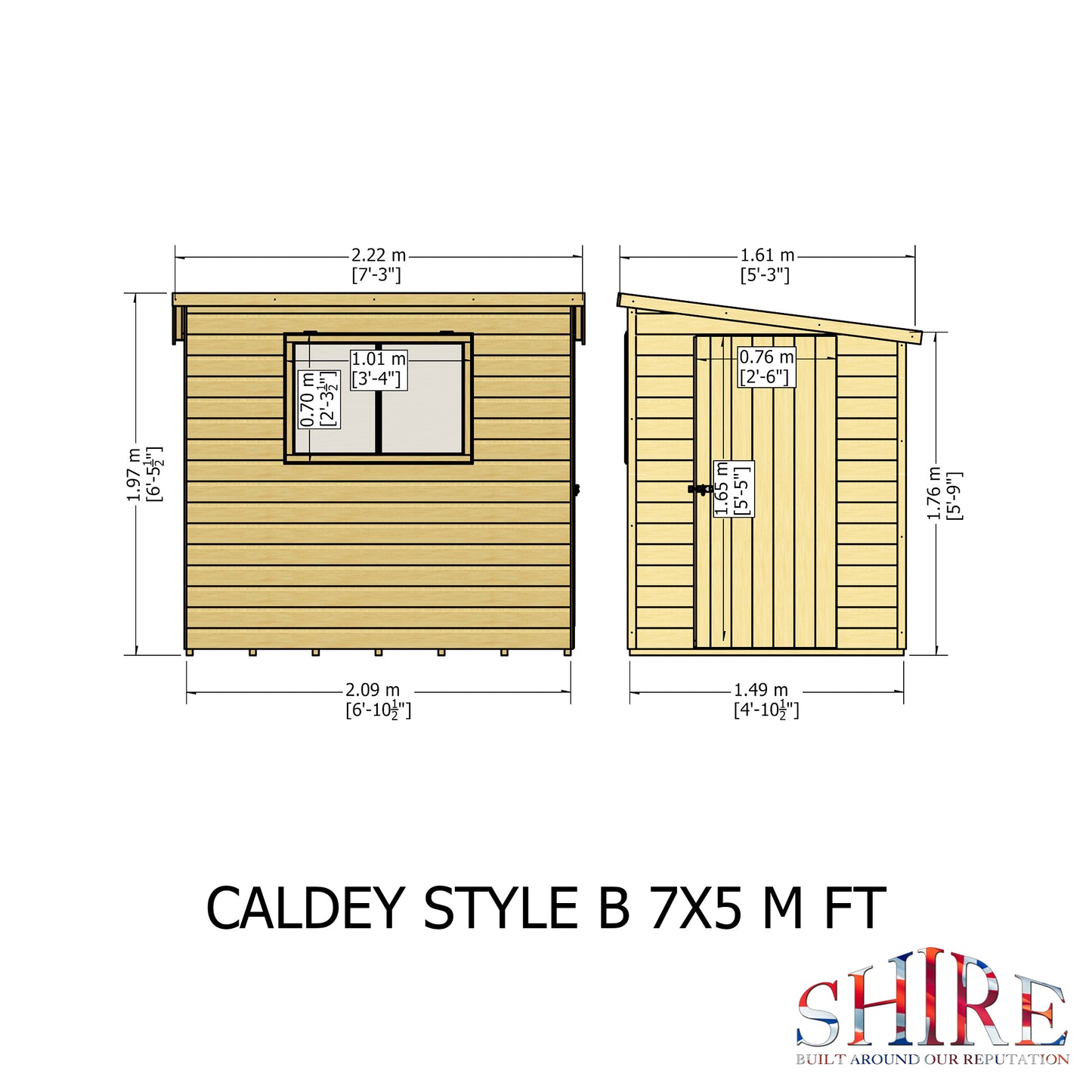 Shire Caldey Single Door 7x5 Shiplap Style B