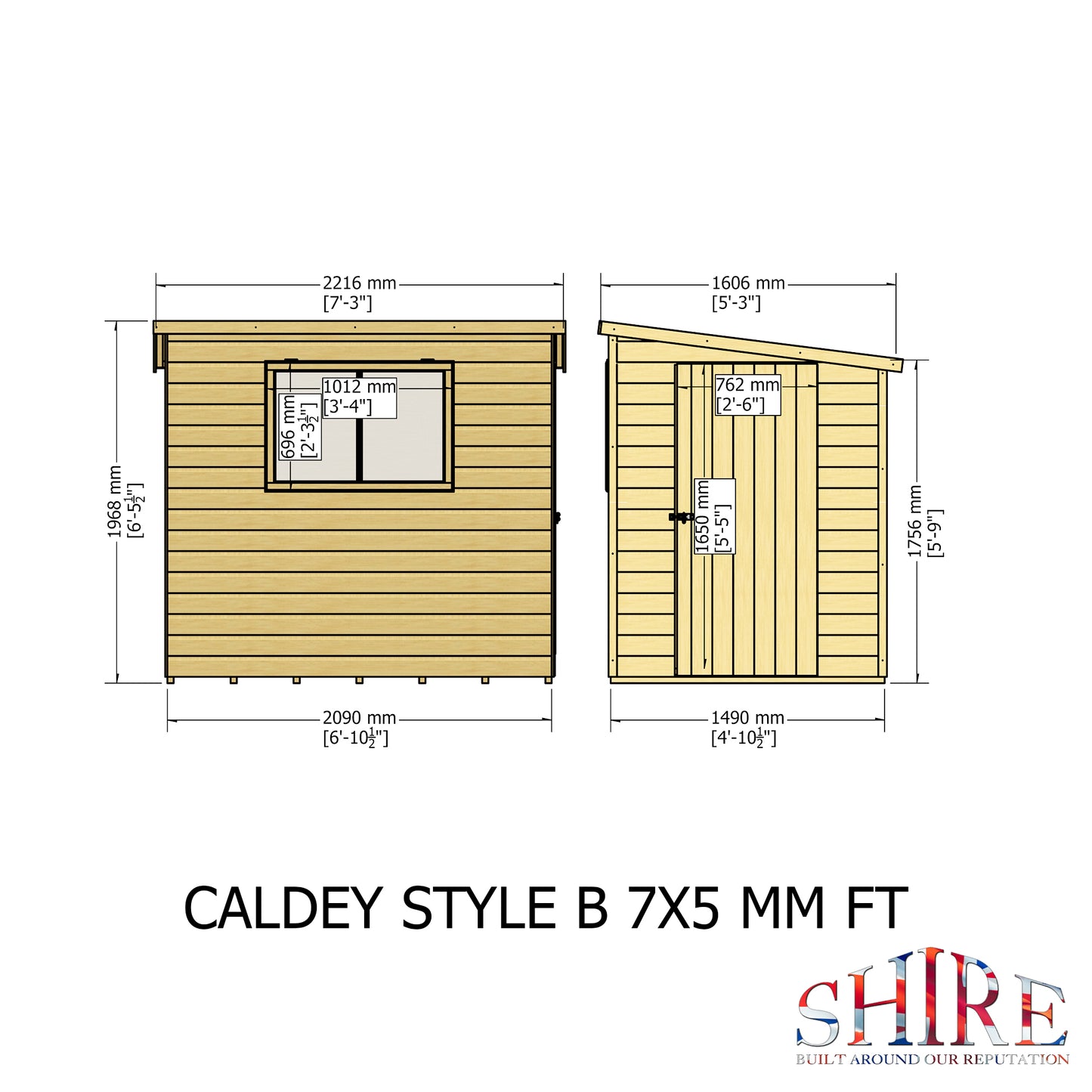 Shire Caldey Single Door 7x5 Shiplap Style B