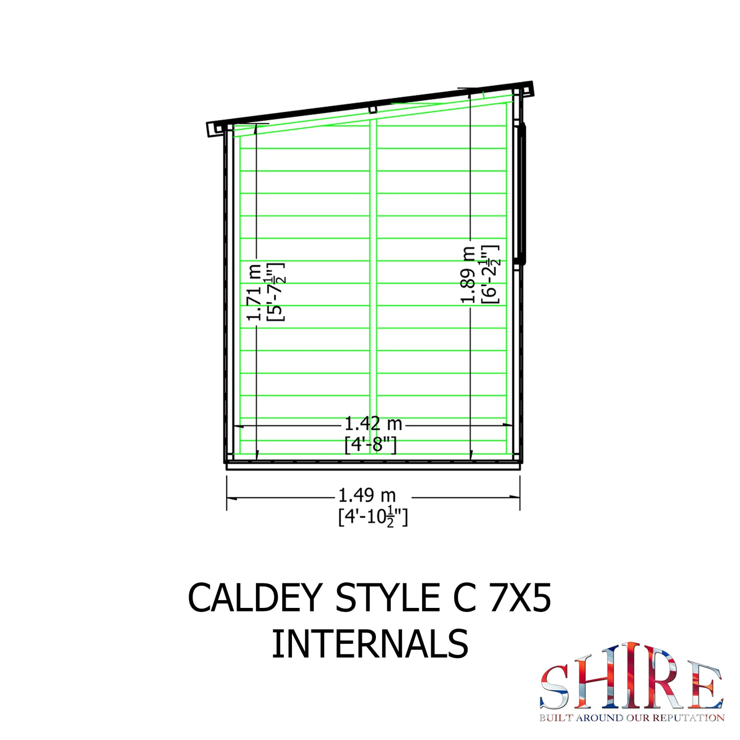 Shire Caldey Single Door 7x5 Shiplap Style C