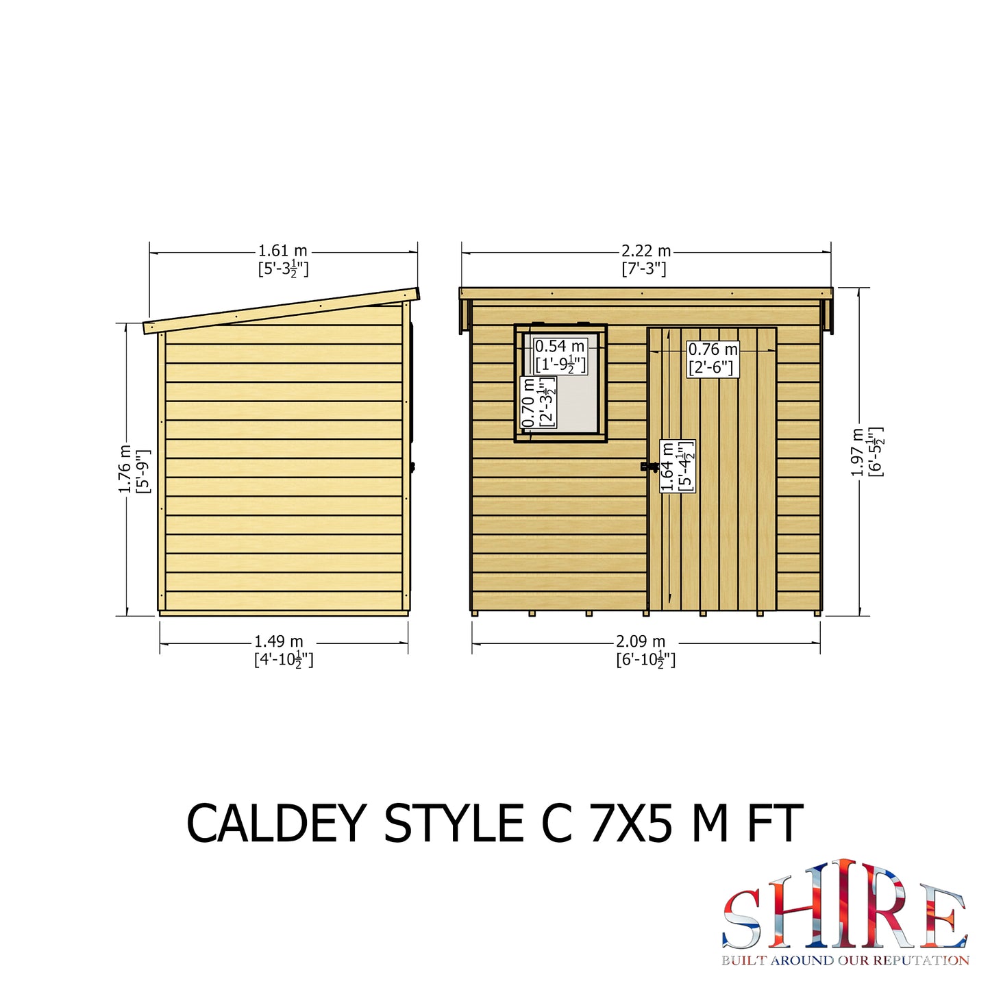 Shire Caldey Single Door 7x5 Shiplap Style C