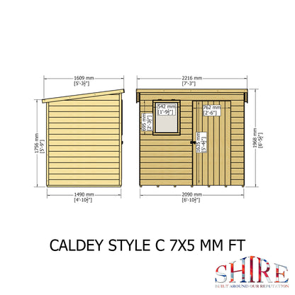 Shire Caldey Single Door 7x5 Shiplap Style C