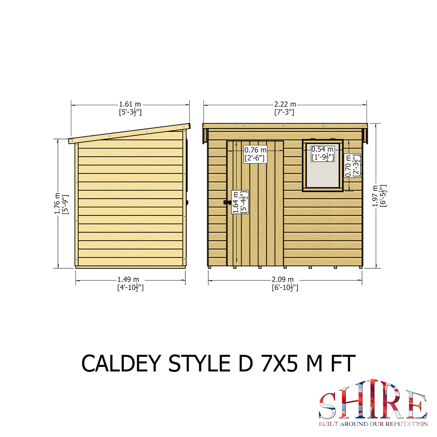 Shire Caldey Single Door 7x5 Shiplap Style D