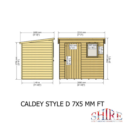 Shire Caldey Single Door 7x5 Shiplap Style D