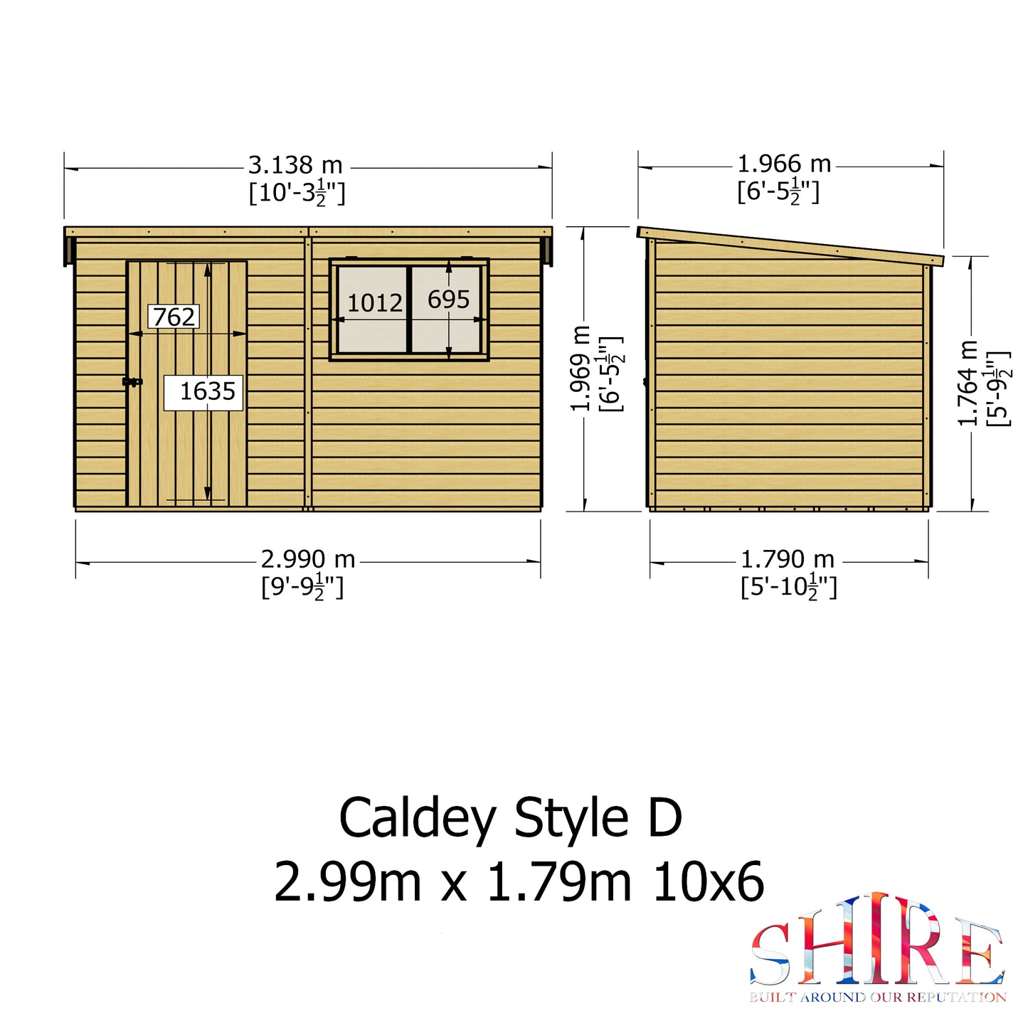 Shire Caldey Single Door 10x6 Shiplap Style D