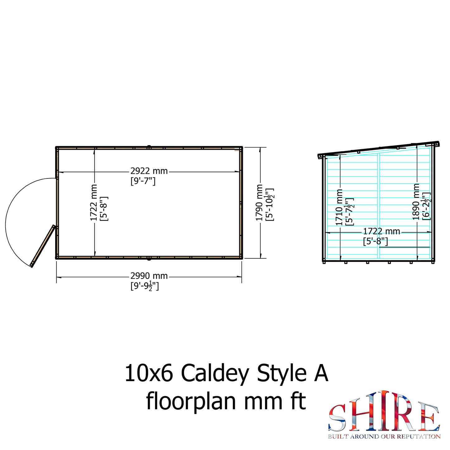 Shire Caldey Single Door 10x6 Shiplap Style A