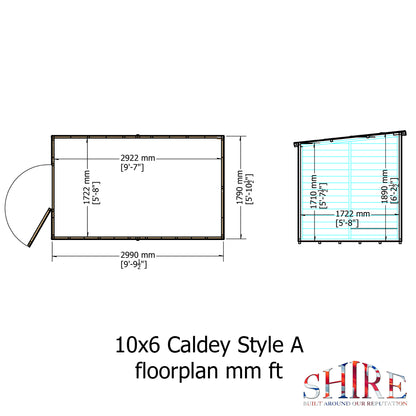 Shire Caldey Single Door 10x6 Shiplap Style A