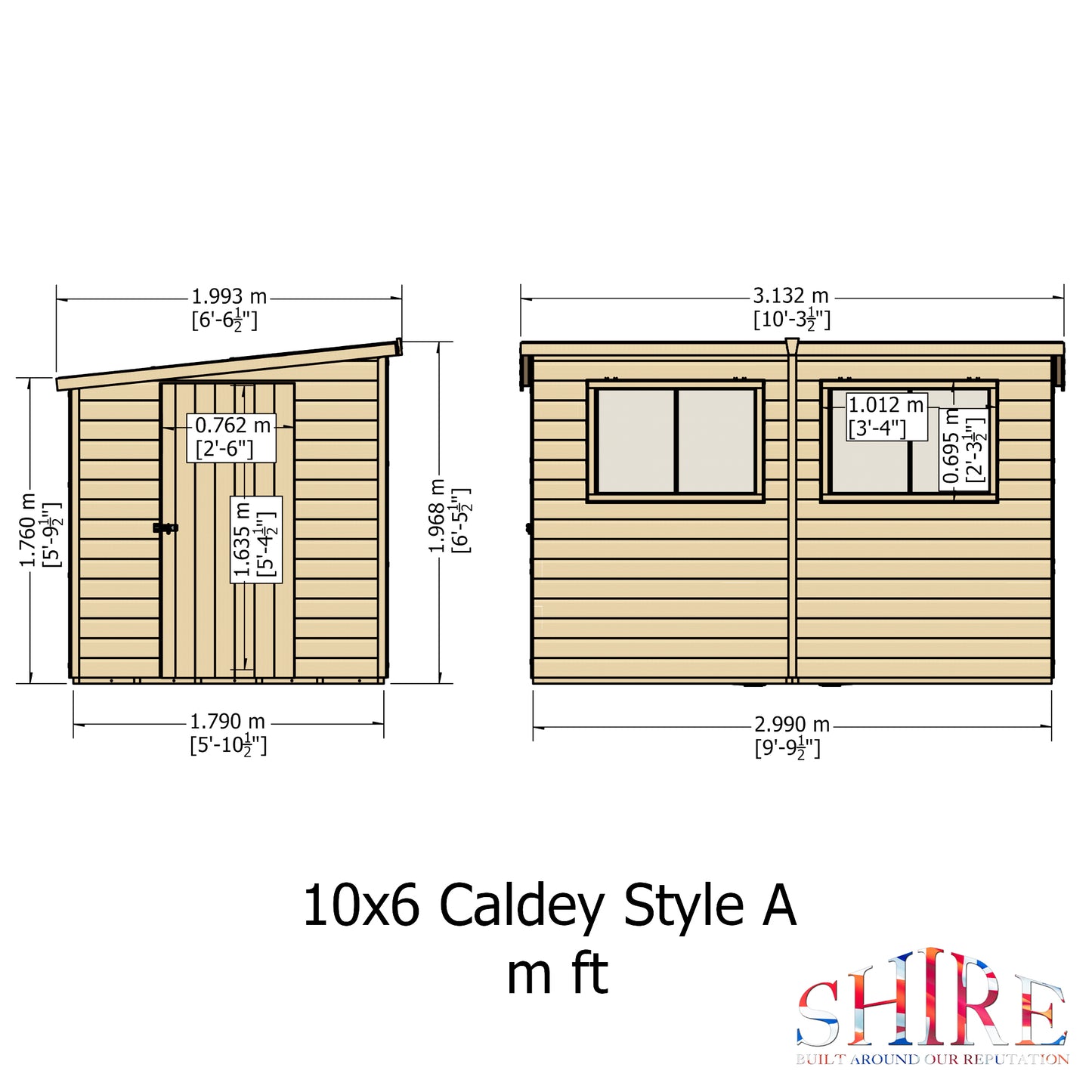 Shire Caldey Single Door 10x6 Shiplap Style A