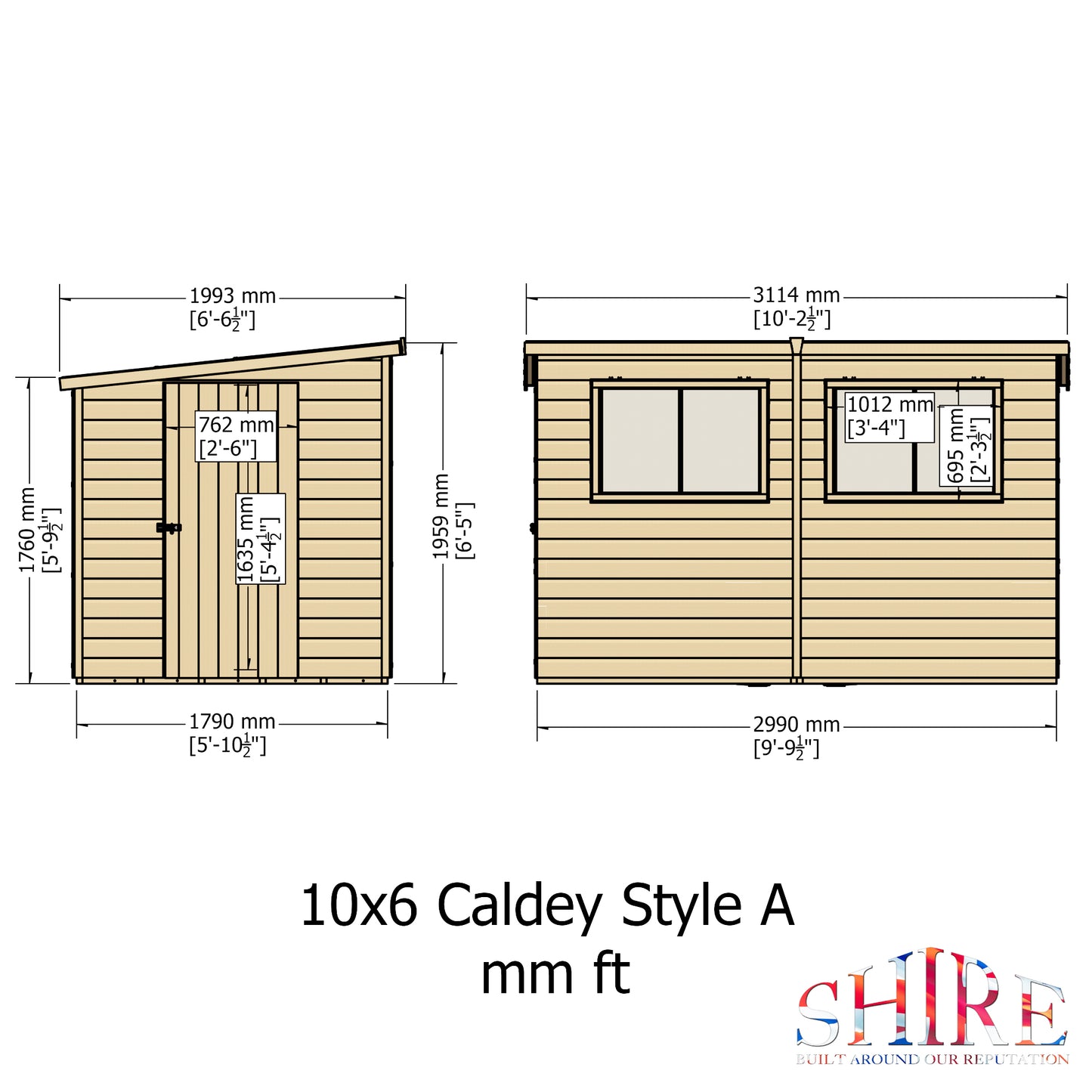 Shire Caldey Single Door 10x6 Shiplap Style A