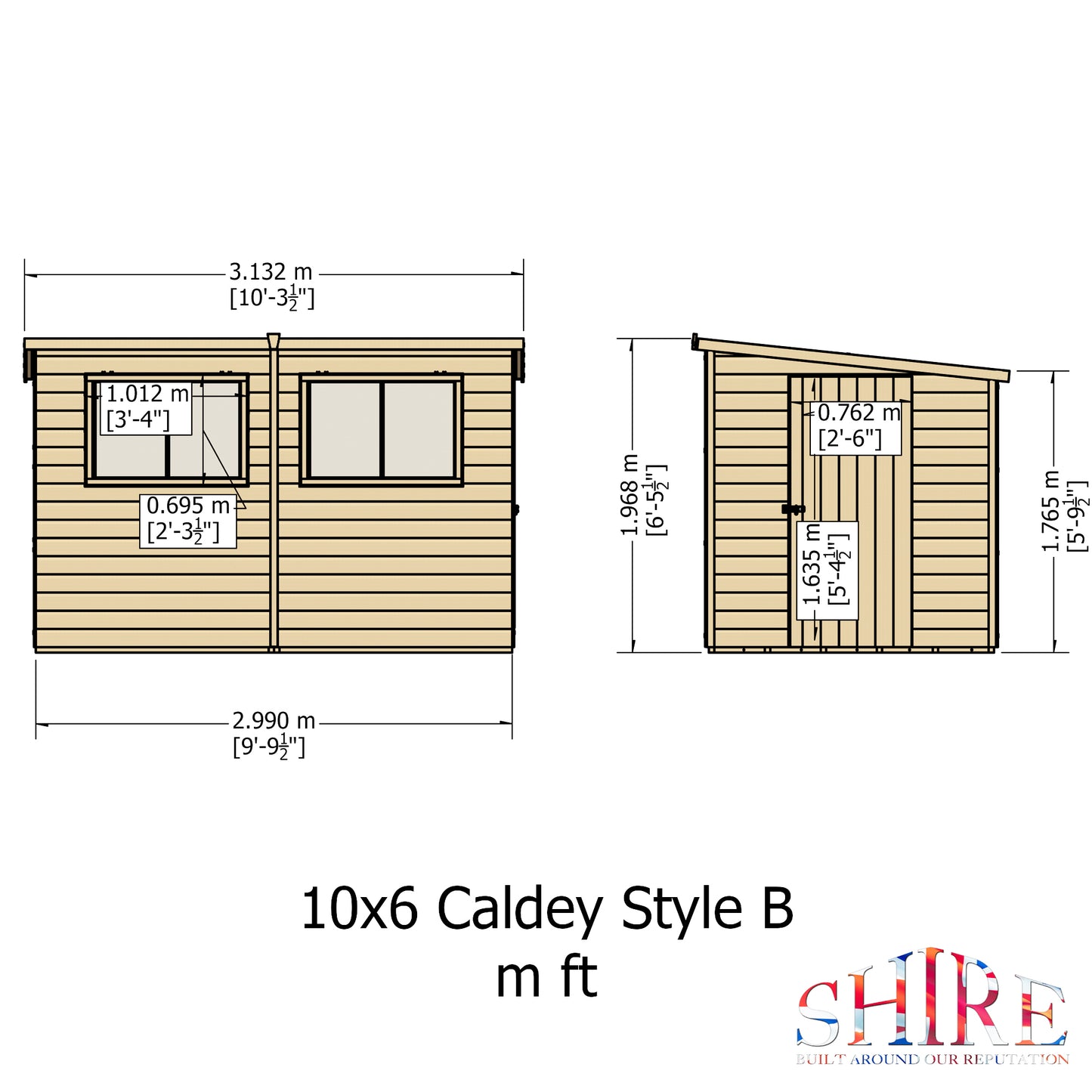 Shire CaldeySingle Door 10x6 Shiplap Style B