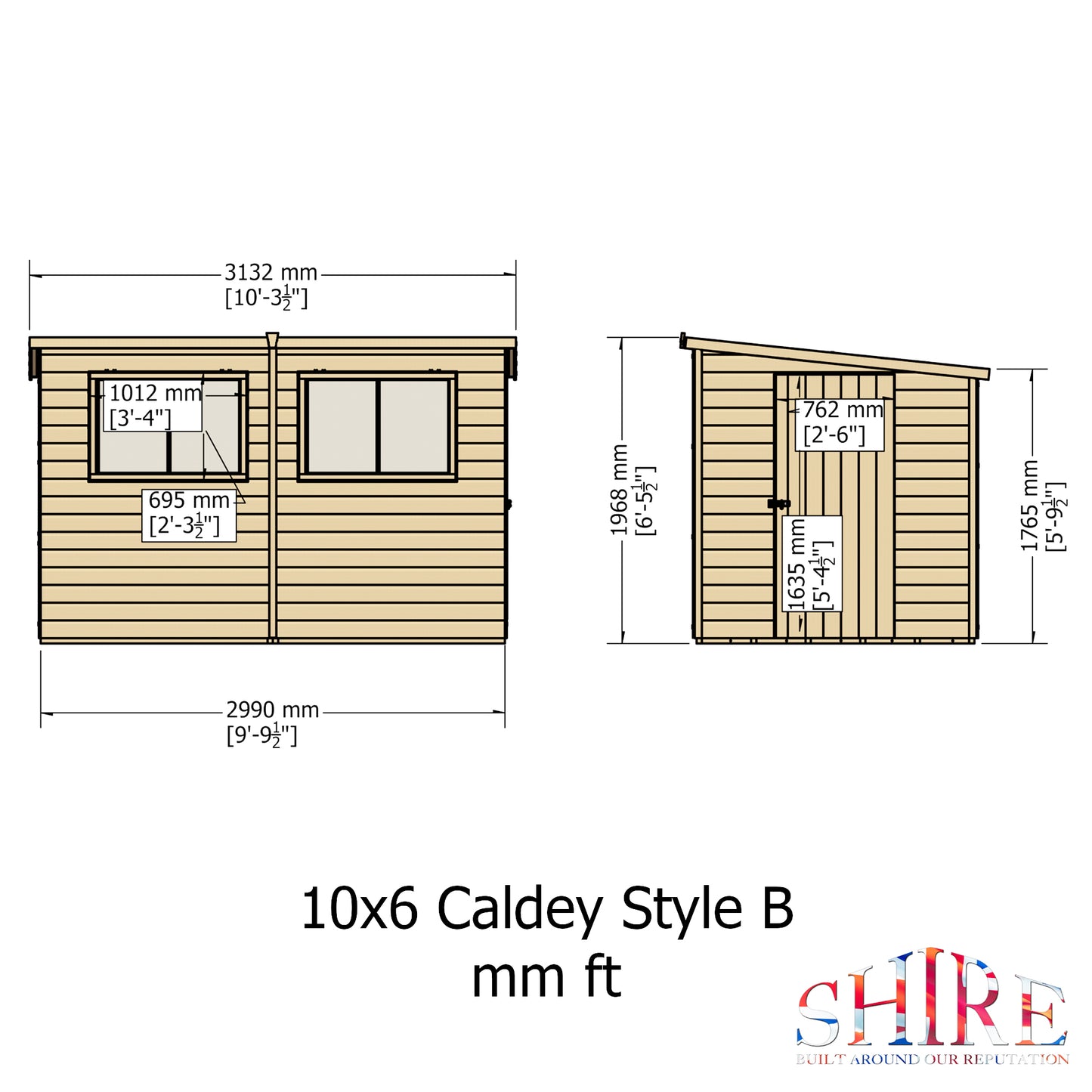 Shire CaldeySingle Door 10x6 Shiplap Style B