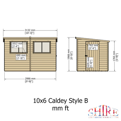 Shire CaldeySingle Door 10x6 Shiplap Style B