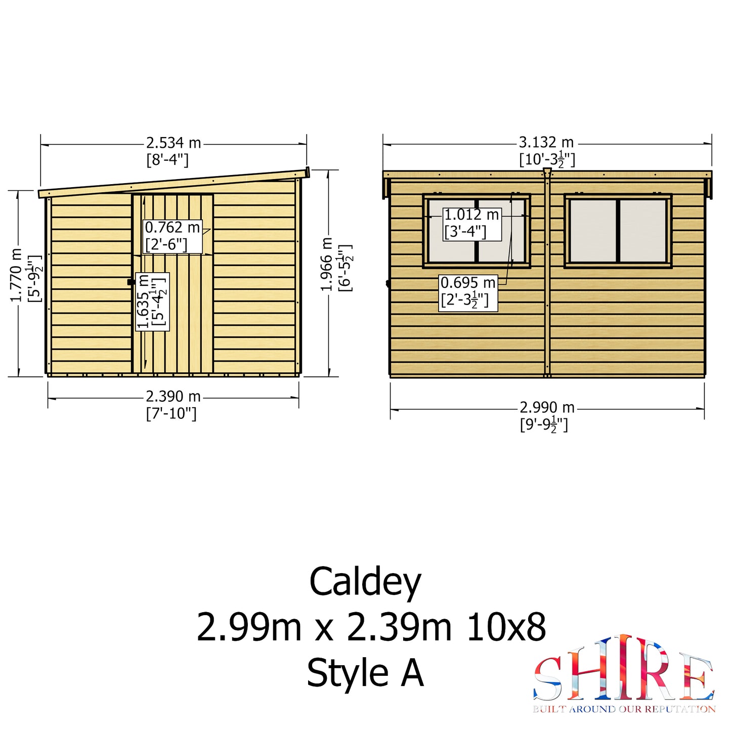 Shire Caldey Single Door 10x8 Shiplap Style A