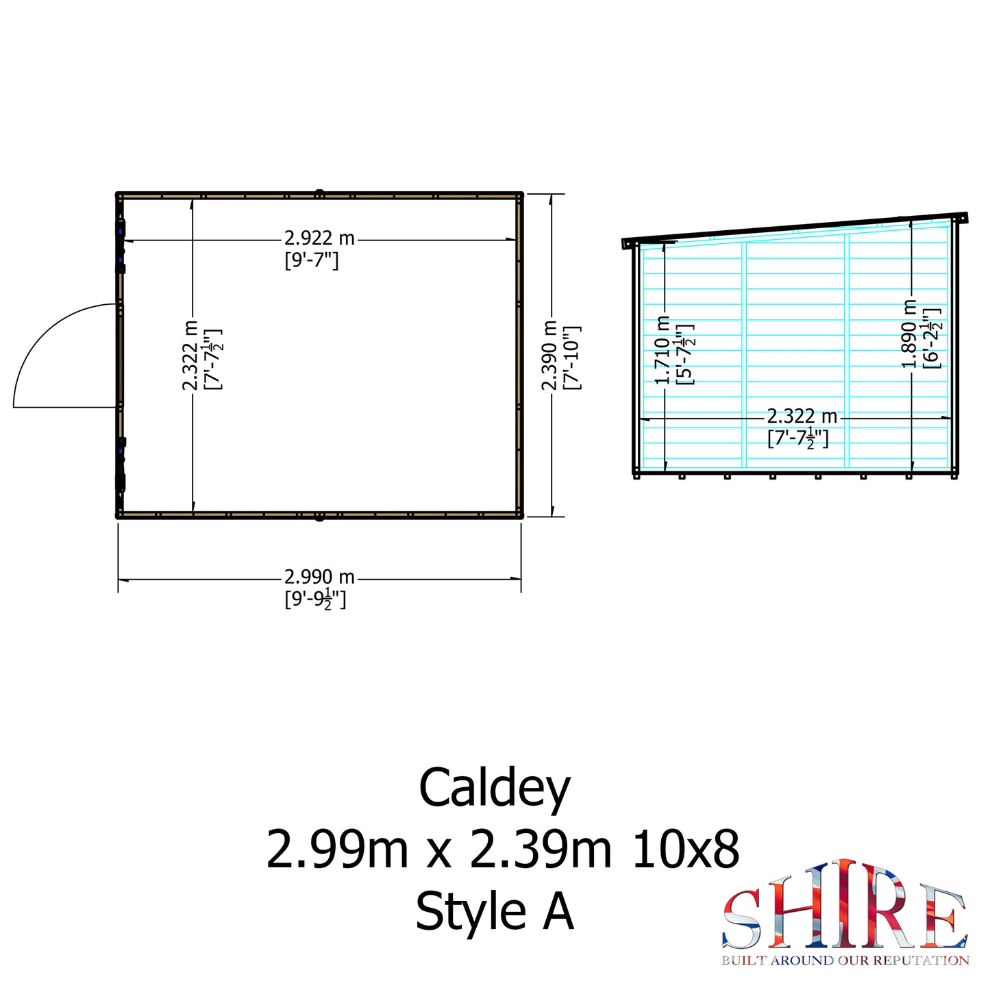 Shire Caldey Single Door 10x8 Shiplap Style A