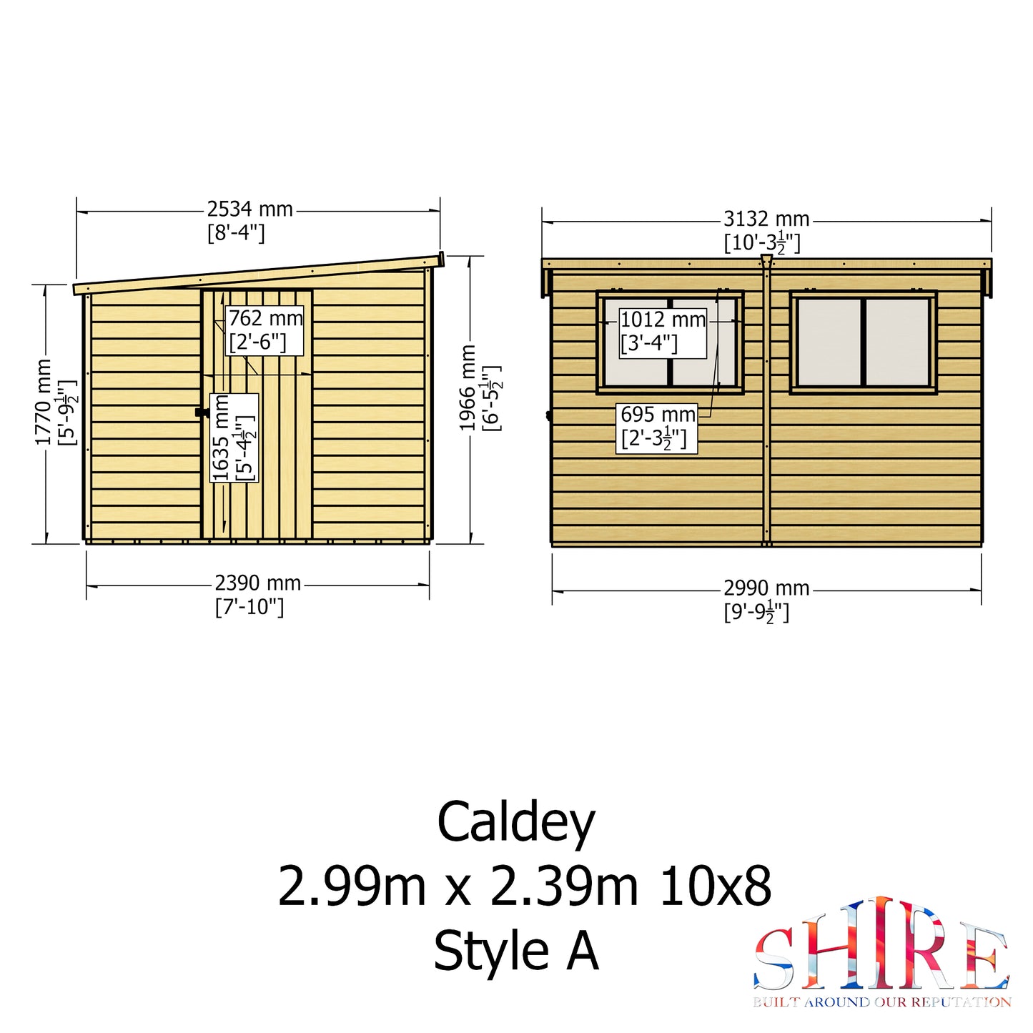 Shire Caldey Single Door 10x8 Shiplap Style A