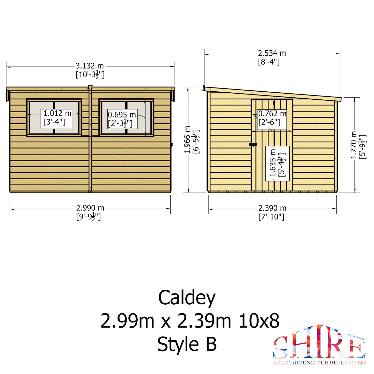 Shire Caldey Single Door 10x8 Shiplap Style B