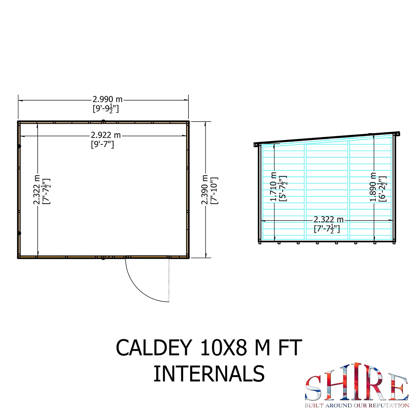 Shire Caldey Single Door 10x8 Shiplap Style C