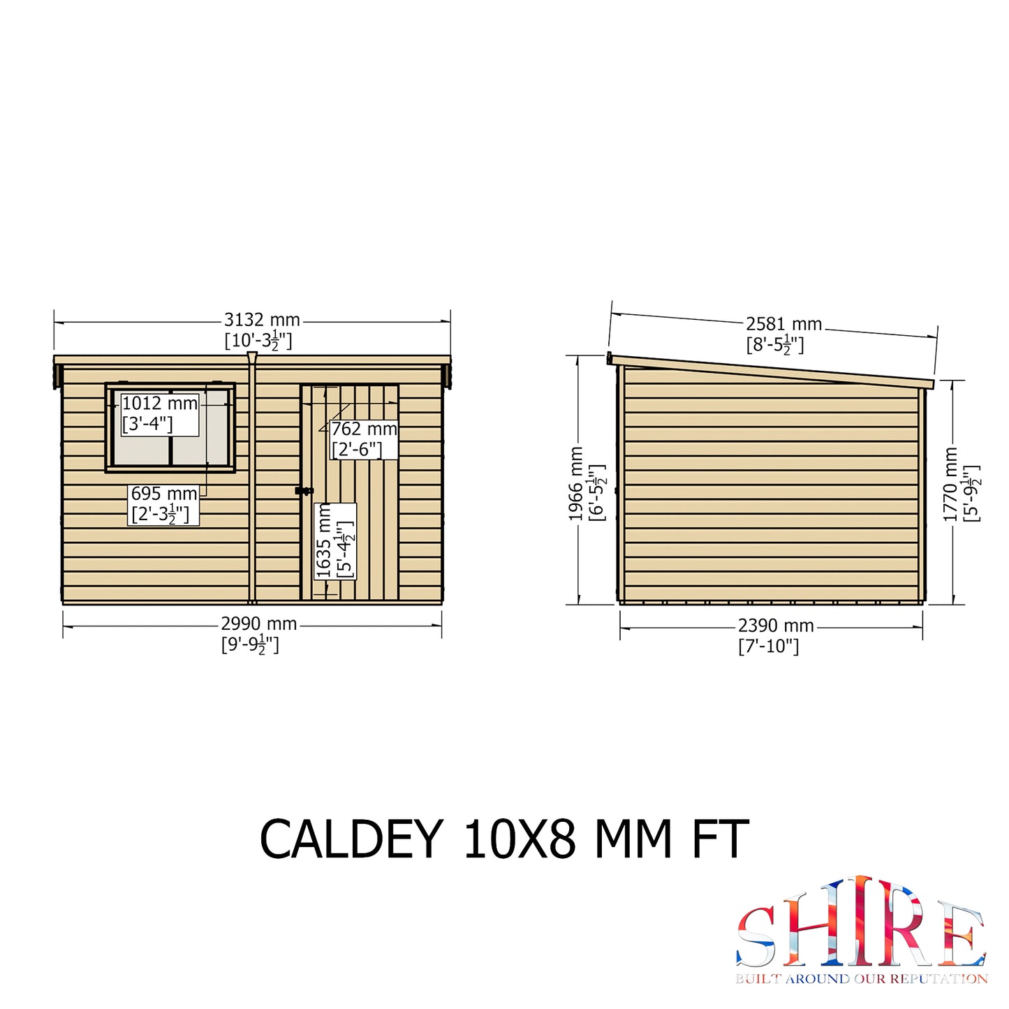 Shire Caldey Single Door 10x8 Shiplap Style C