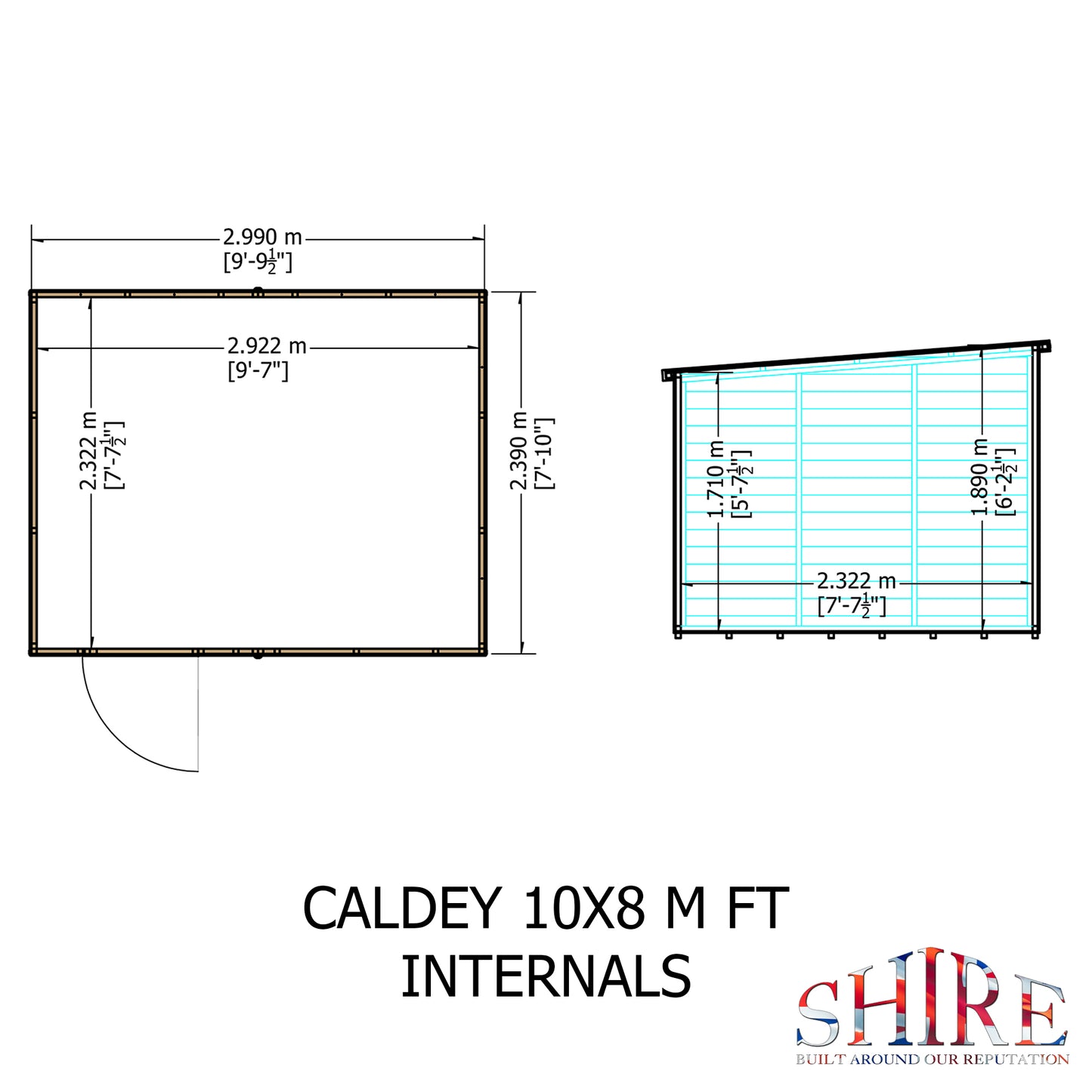 Shire Caldey Single Door 10x8 Shiplap Style D