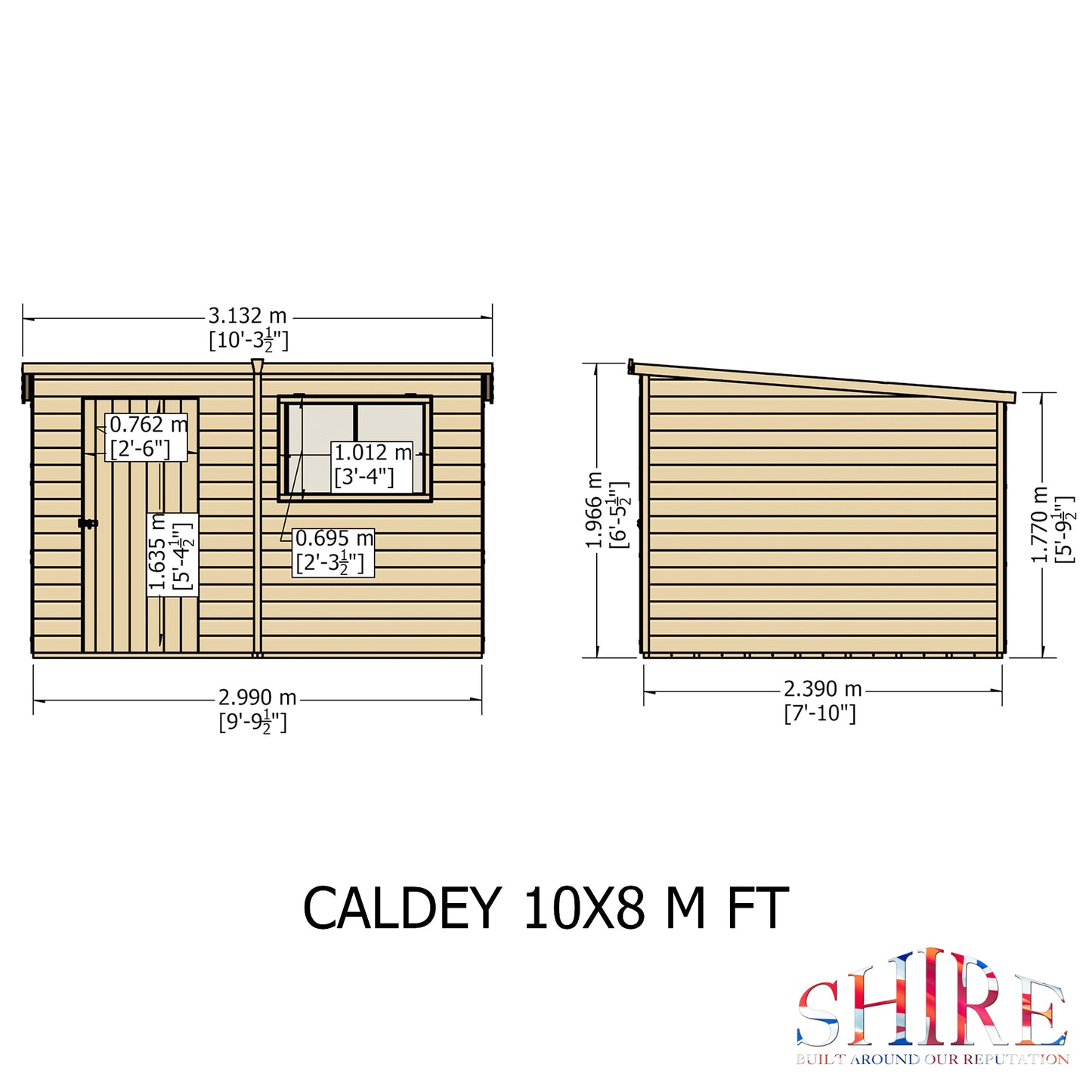 Shire Caldey Single Door 10x8 Shiplap Style D