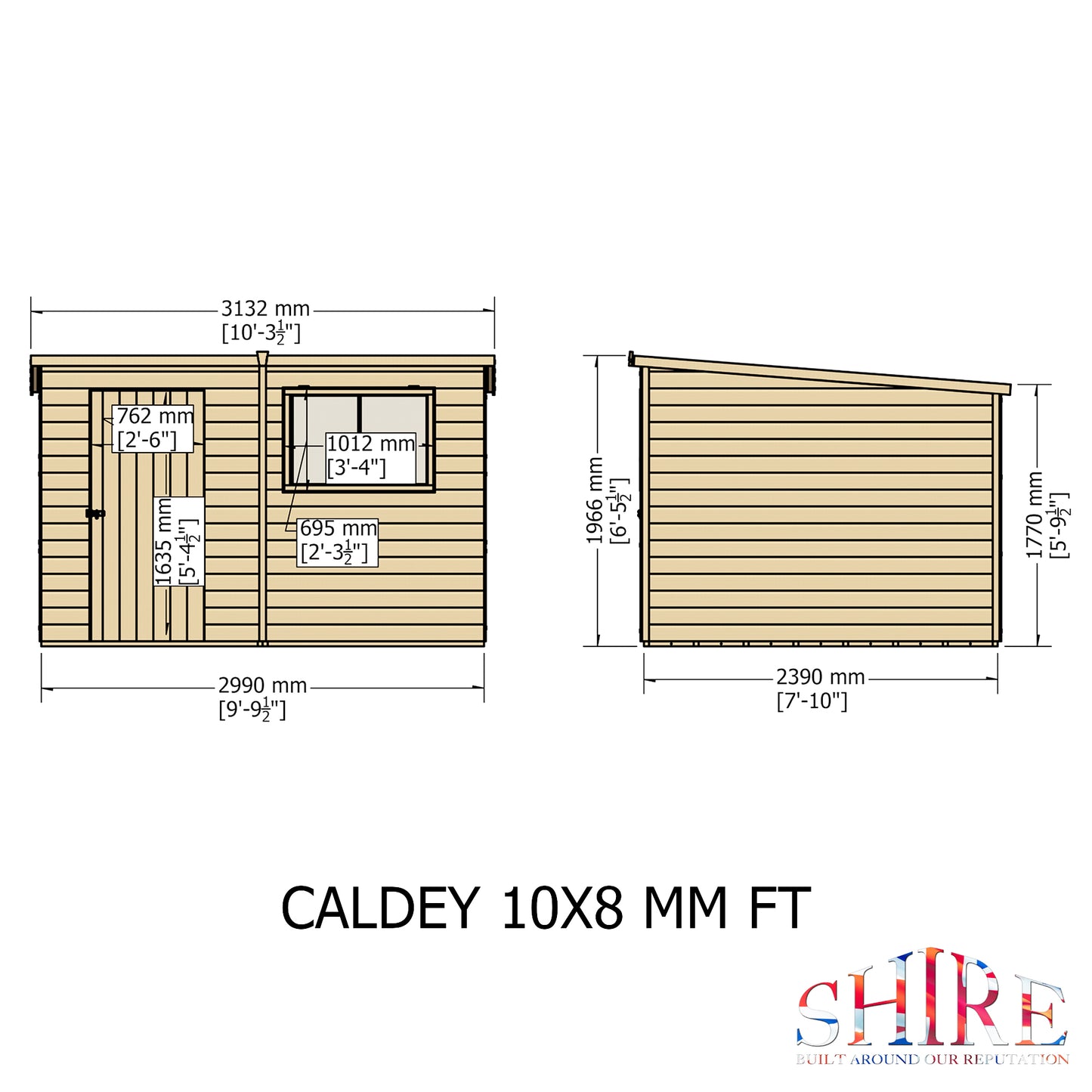 Shire Caldey Single Door 10x8 Shiplap Style D