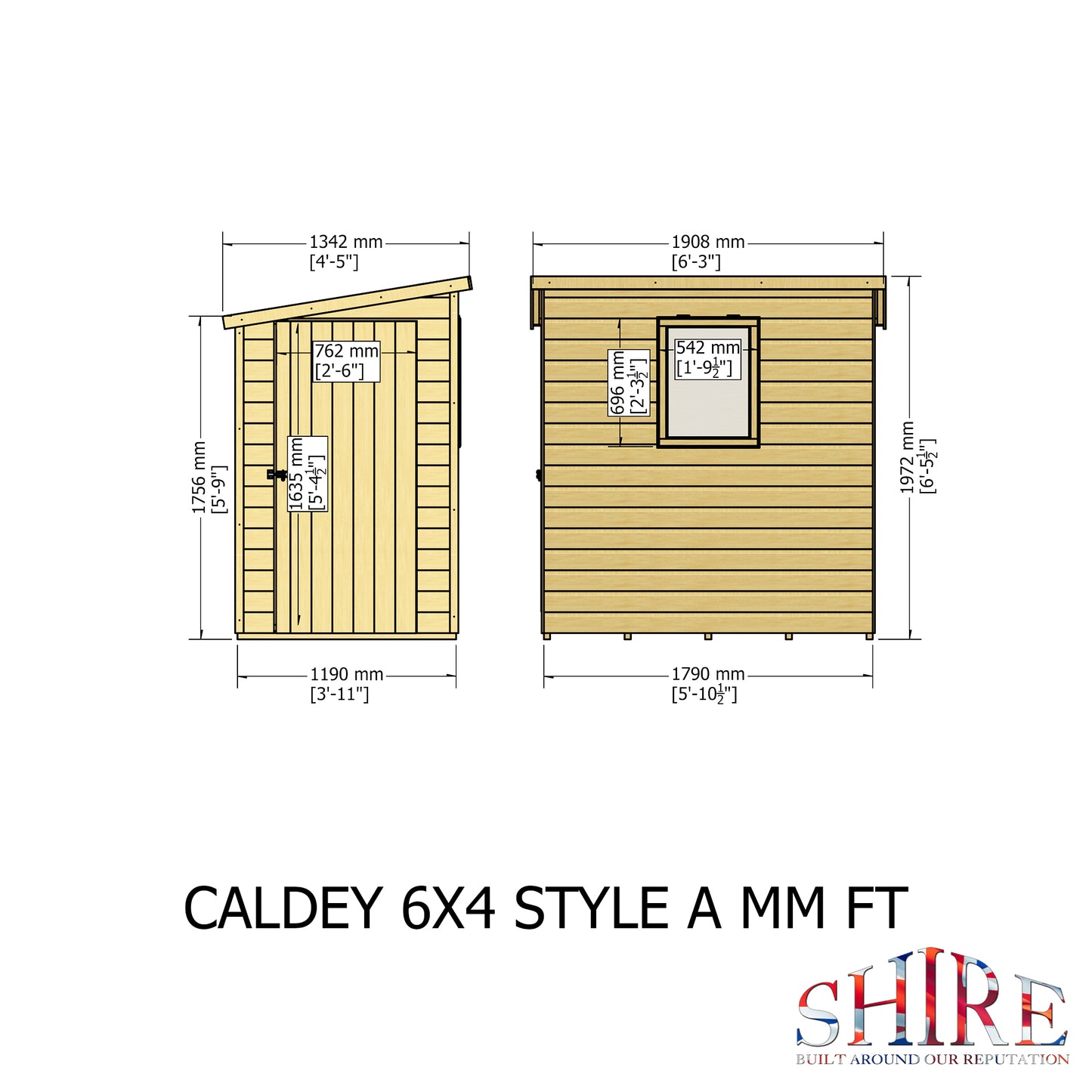 Shire Caldey Single Door 6x4 Shiplap Style A