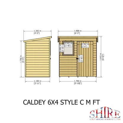 Shire Caldey Single Door 6x4 Shiplap Style C