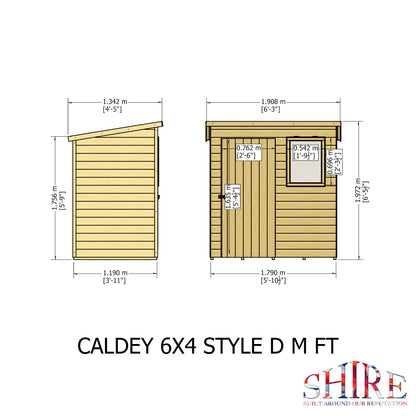 Shire Caldey Single Door 6x4 Shiplap Style D