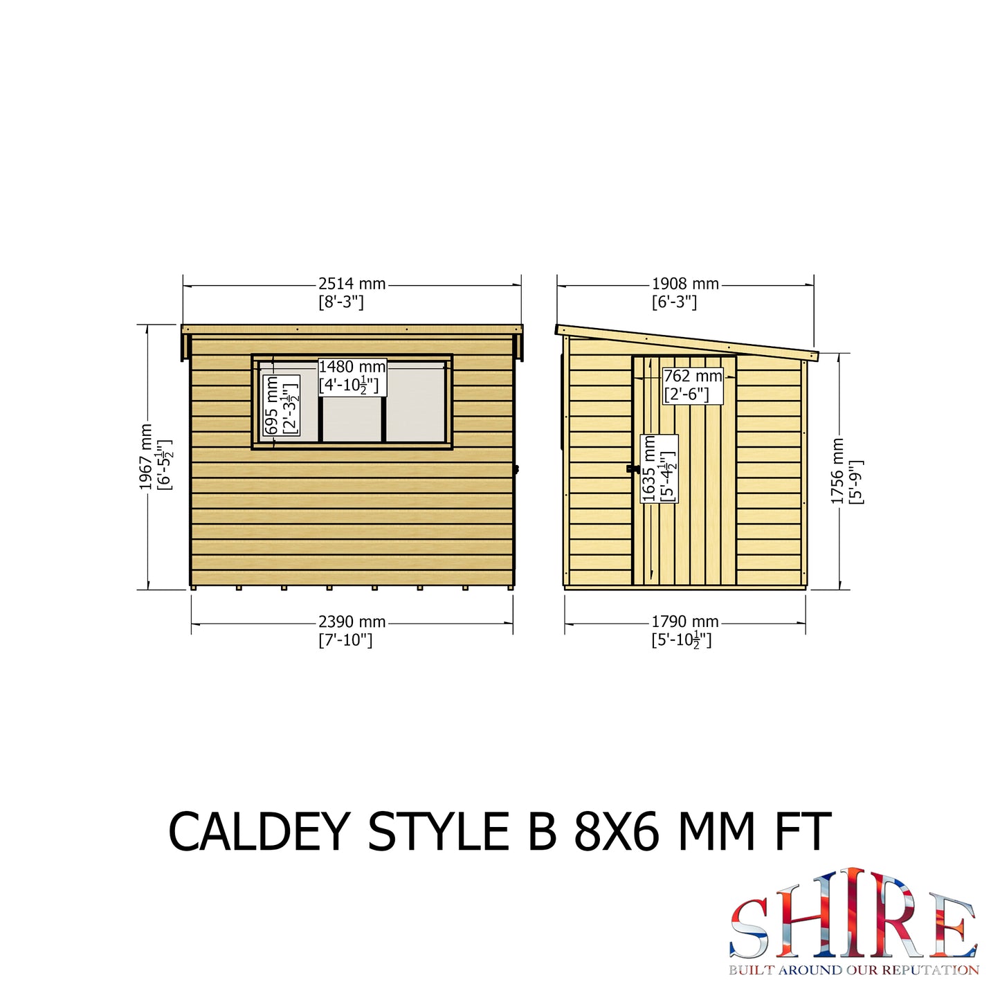 Shire Caldey Single Door 8x6 Shiplap  Style B