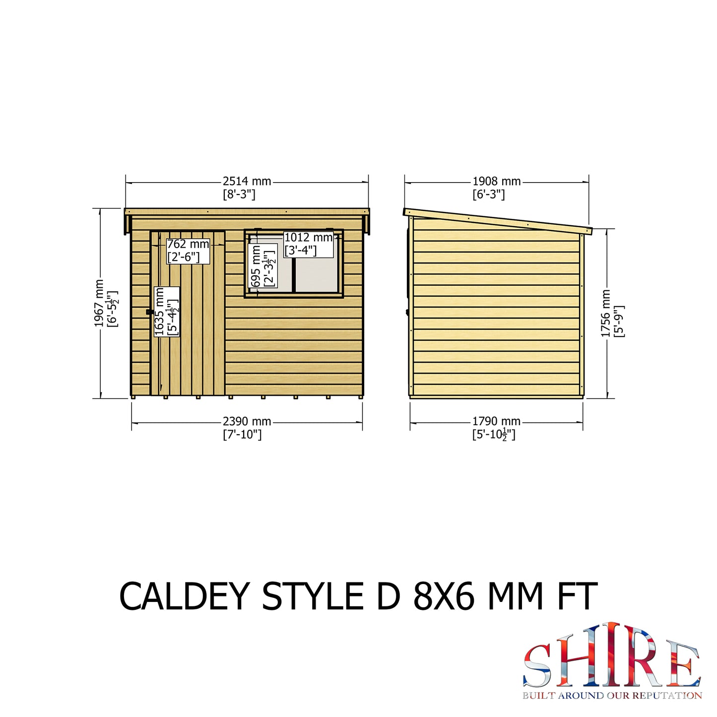 Shire Caldey Single Door 8x6 Shiplap Style D