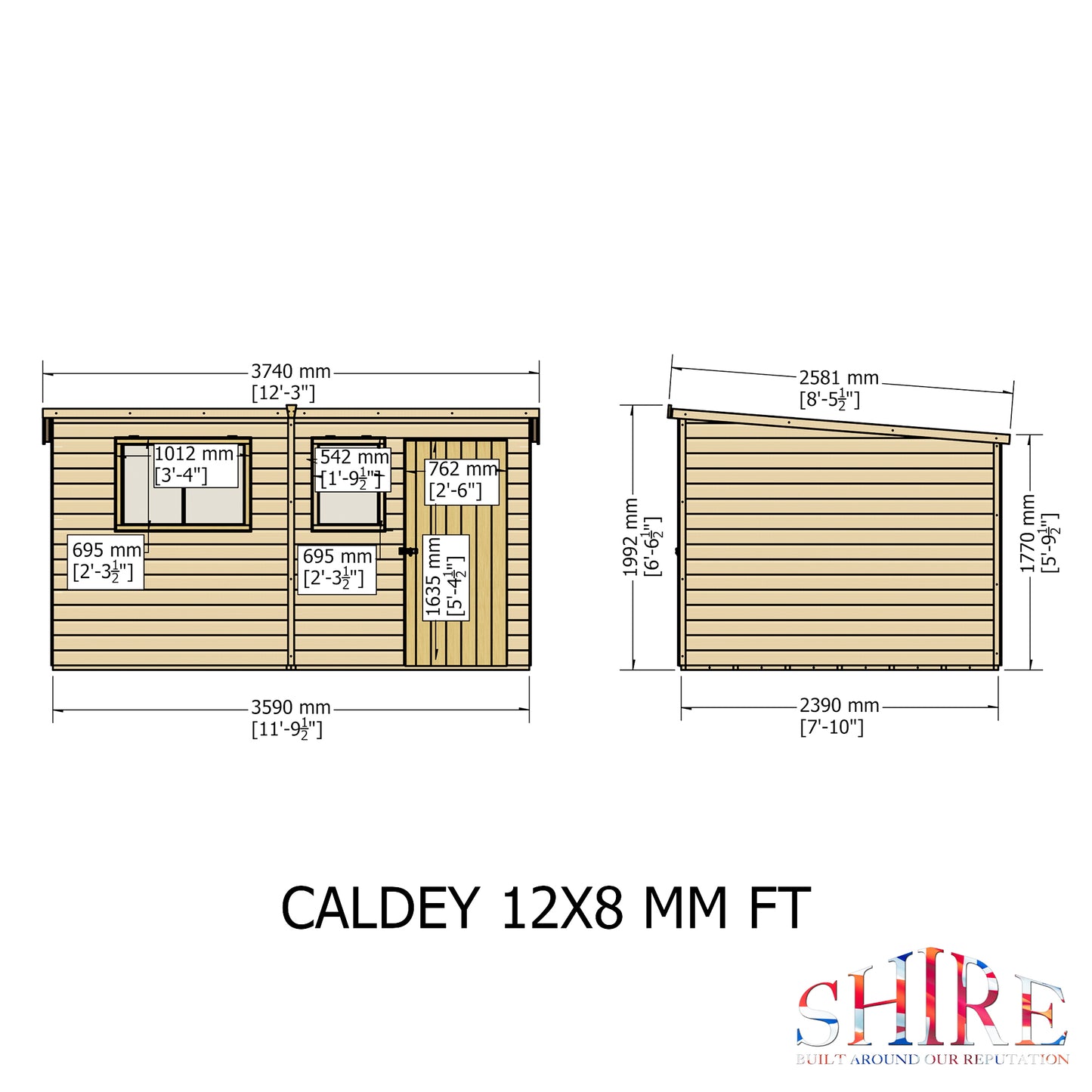 Shire Caldey Single Door 12x8 Loglap Style C