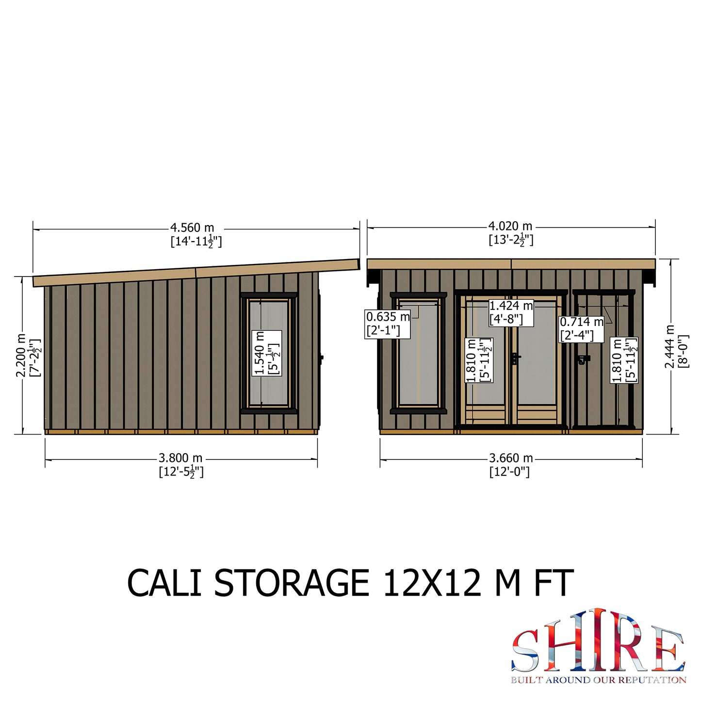 Shire Cali 12x12 Pent & Storage