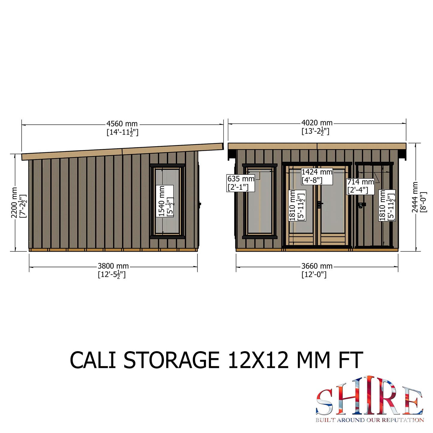 Shire Cali 12x12 Pent & Storage