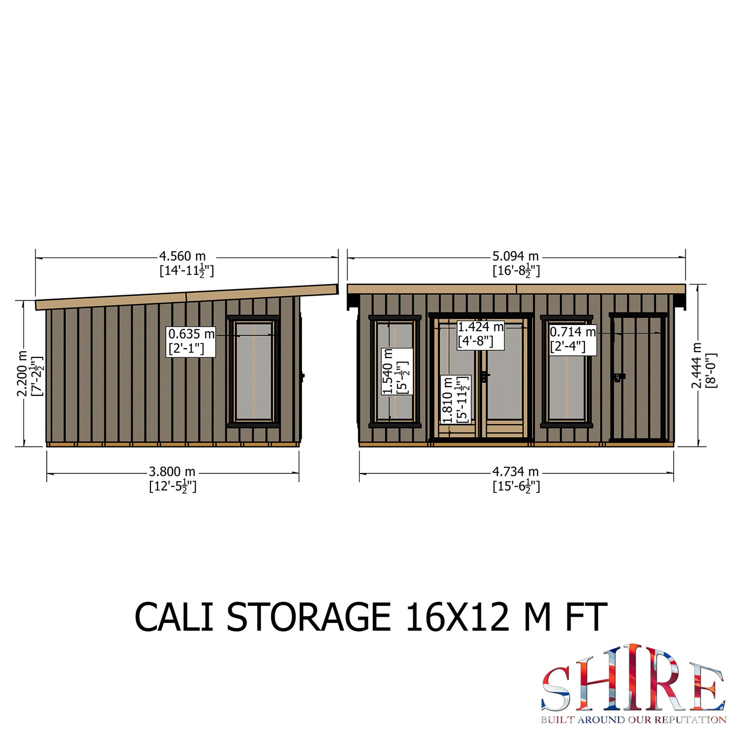 Shire Cali 16x12 Pent & Storage