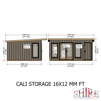 Shire Cali 16x12 Pent & Storage