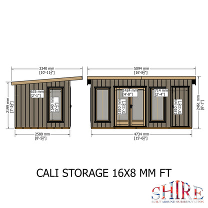 Shire Cali 16x8 Pent & Storage