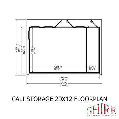 Shire Cali 20x12 Pent & Storage