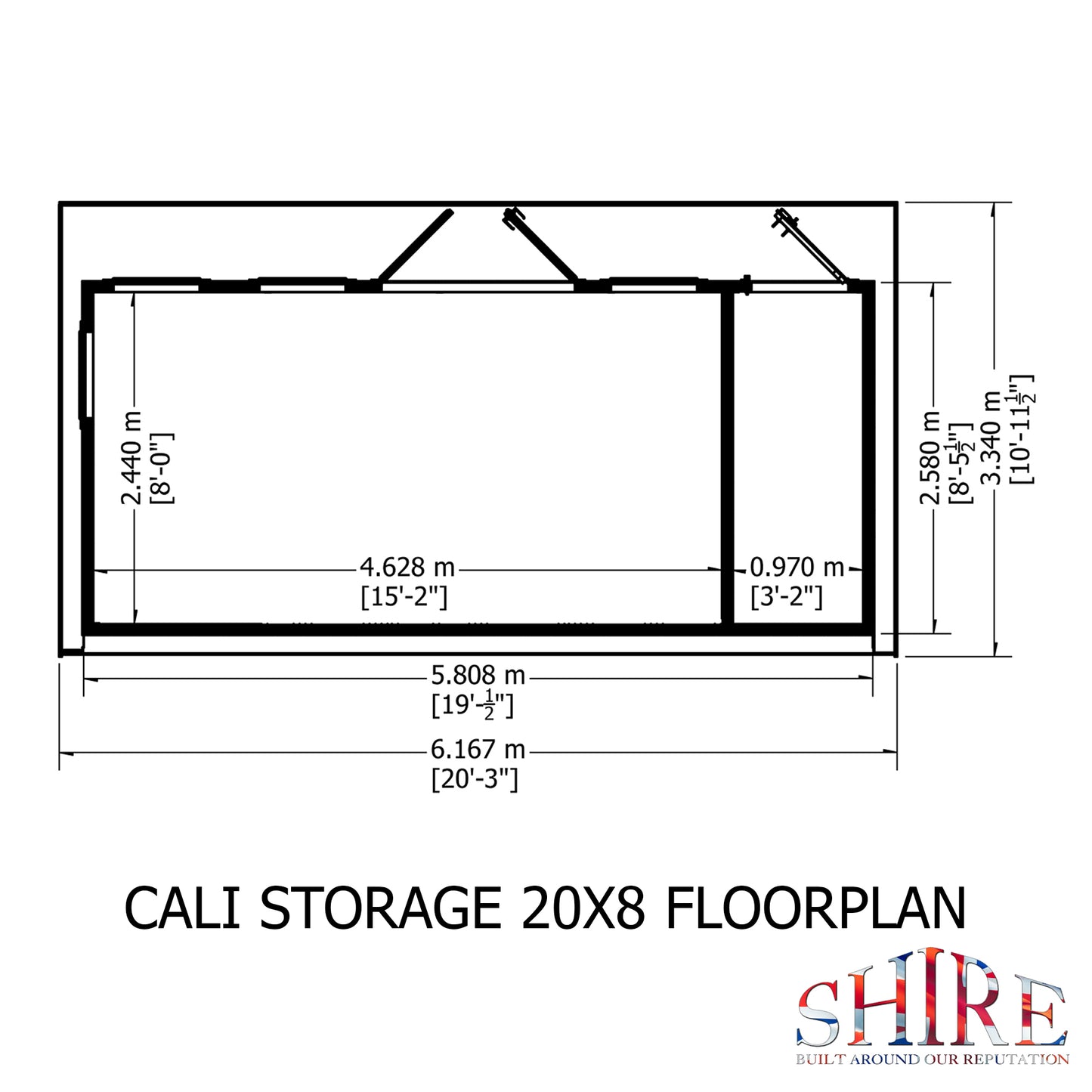 Shire Cali 20x8 Pent & Storage