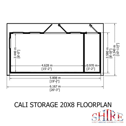 Shire Cali 20x8 Pent & Storage