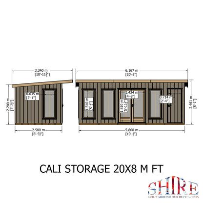 Shire Cali 20x8 Pent & Storage