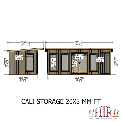 Shire Cali 20x8 Pent & Storage