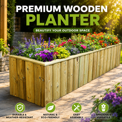 Churnet Valley Log Lap Wooden Planter Trough (120Cm) Pressure Treated