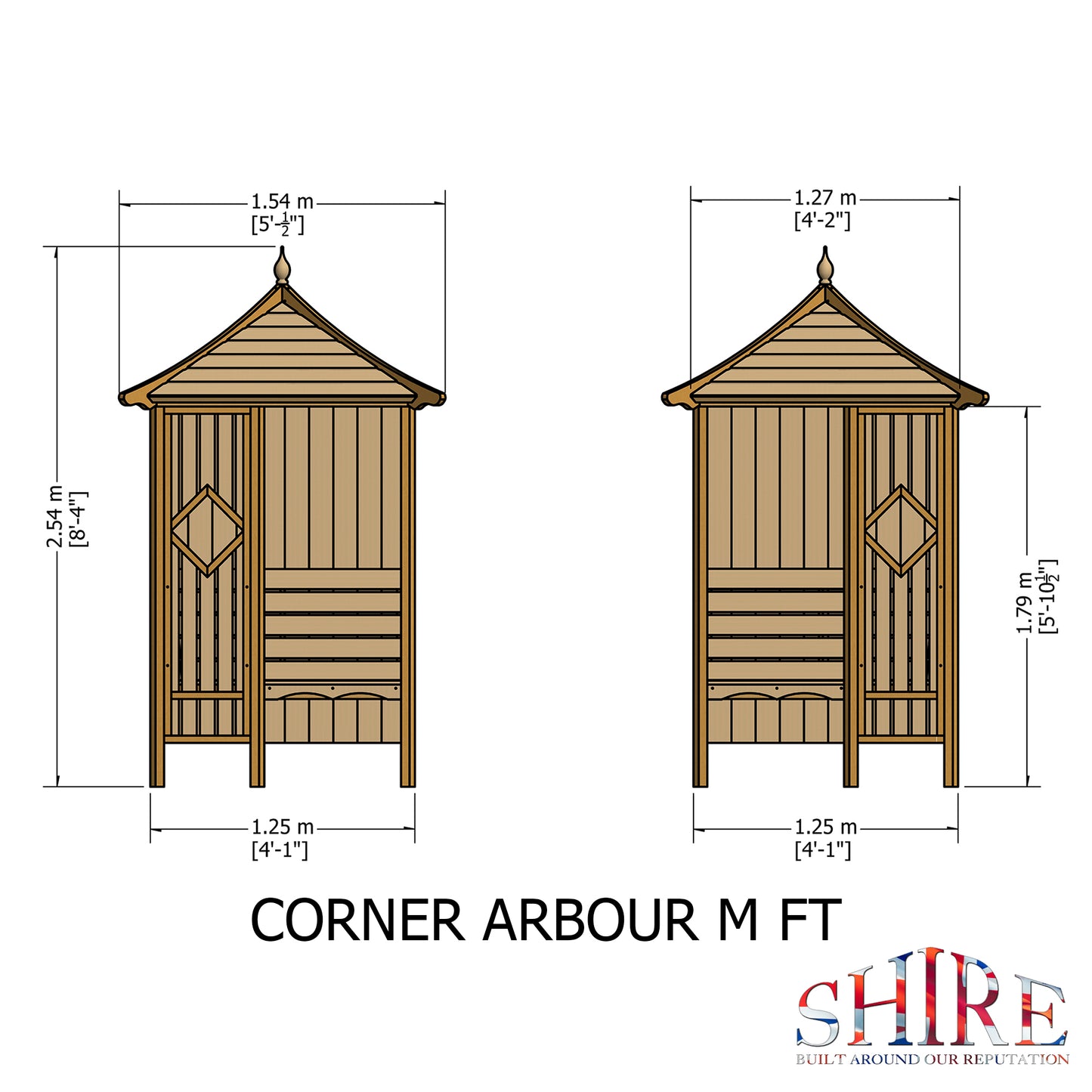 Shire Corner Arbour Shire Contemporary Arch Green Pressure treated