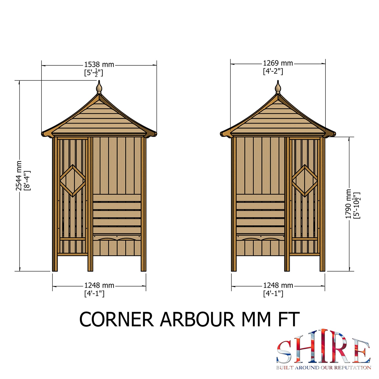 Shire Corner Arbour Shire Contemporary Arch Green Pressure treated