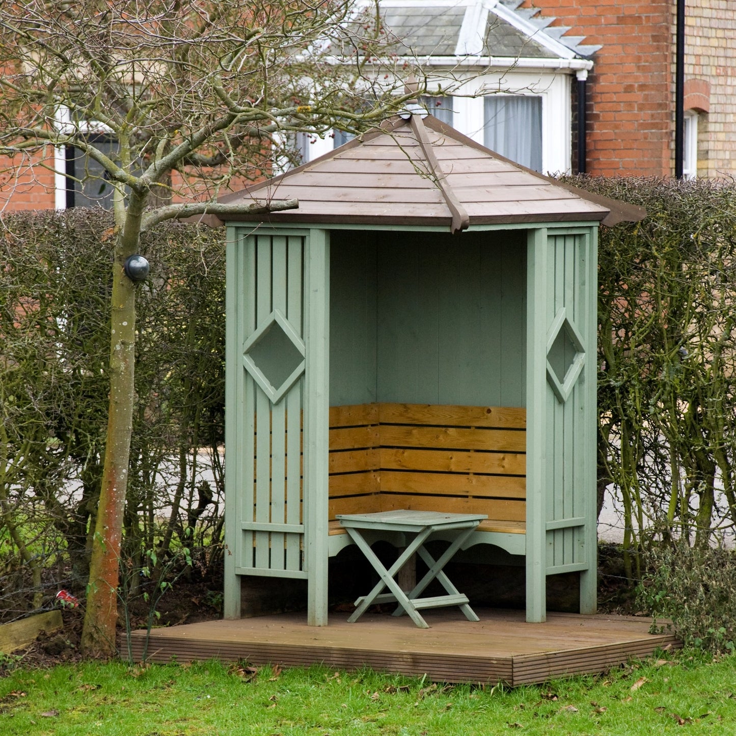 Shire Corner Arbour Shire Contemporary Arch Green Pressure treated