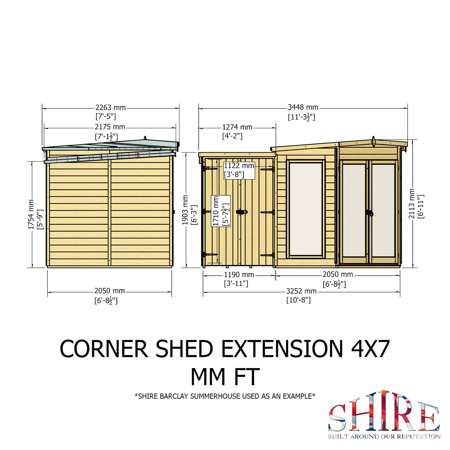 Shire Barclay With Side Shed	7 x 11