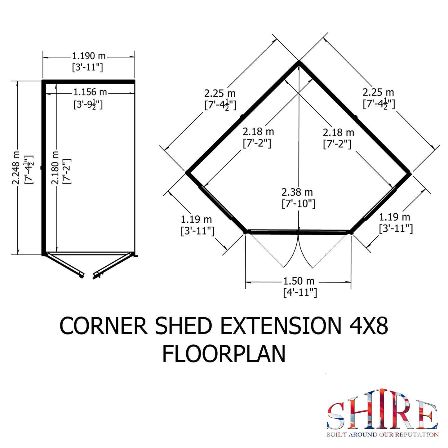 Shire Hampton with Side Shed	8 x 12